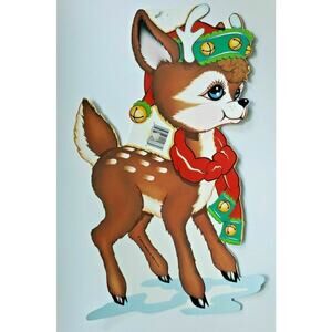 1979 Beistle Reindeer Die Cut Wall Hanging 14" x 8" New